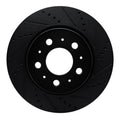 R1 17-25 Tesla Model 3 Front Right Drilled & Slotted Black Brake Rotor