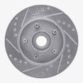 R1 84-87 Lincoln Mark VII Front Left Drilled & Slotted Silver Brake Rotor