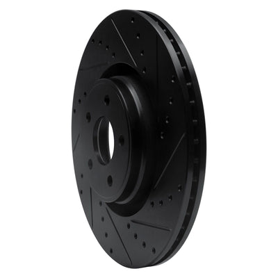 R1 14-18 Ford Focus ST Front Left Drilled & Slotted Black Brake Rotor