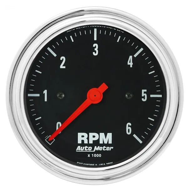 Autometer Traditional Chrome 3-3/8in 6K RPM In-Dash Mechanical Tachometer