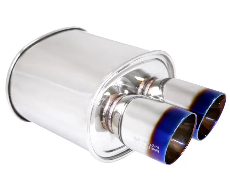 Universal Muffler Dual 3.5 Rolled Burnt Tips 2.5 Piping 12 LBS 19x12x8