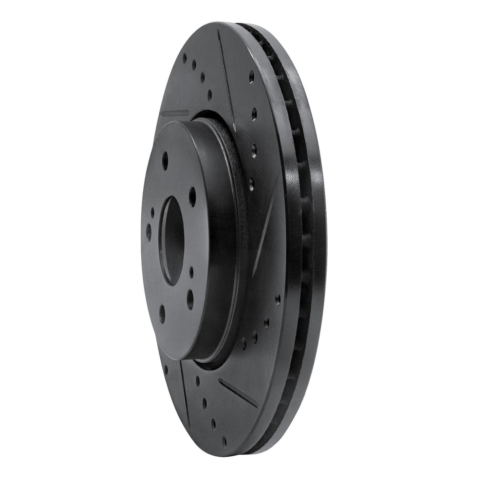 R1 10-13 Suzuki Kizashi Front Right Drilled & Slotted Black Brake Rotor