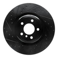 R1 09-19 BMW 750LI Rear Left Drilled & Slotted Black Brake Rotor