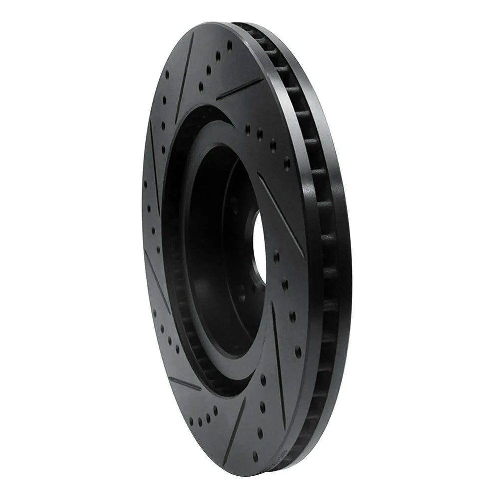 R1 -24 Subaru Forester Front Right Drilled & Slotted Black Brake Rotor