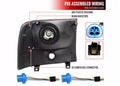 F350 1 PIECE HEADLIGHTS WITH LED BAR CHROME HOUSING AND CLEAR LENS AMBER REFLECTOR - USES STOCK BULBS
