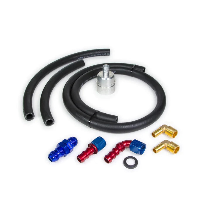 Billet Aluminum Fuel Pickup w lift pump fittings hoses and clamps GM 2001-05