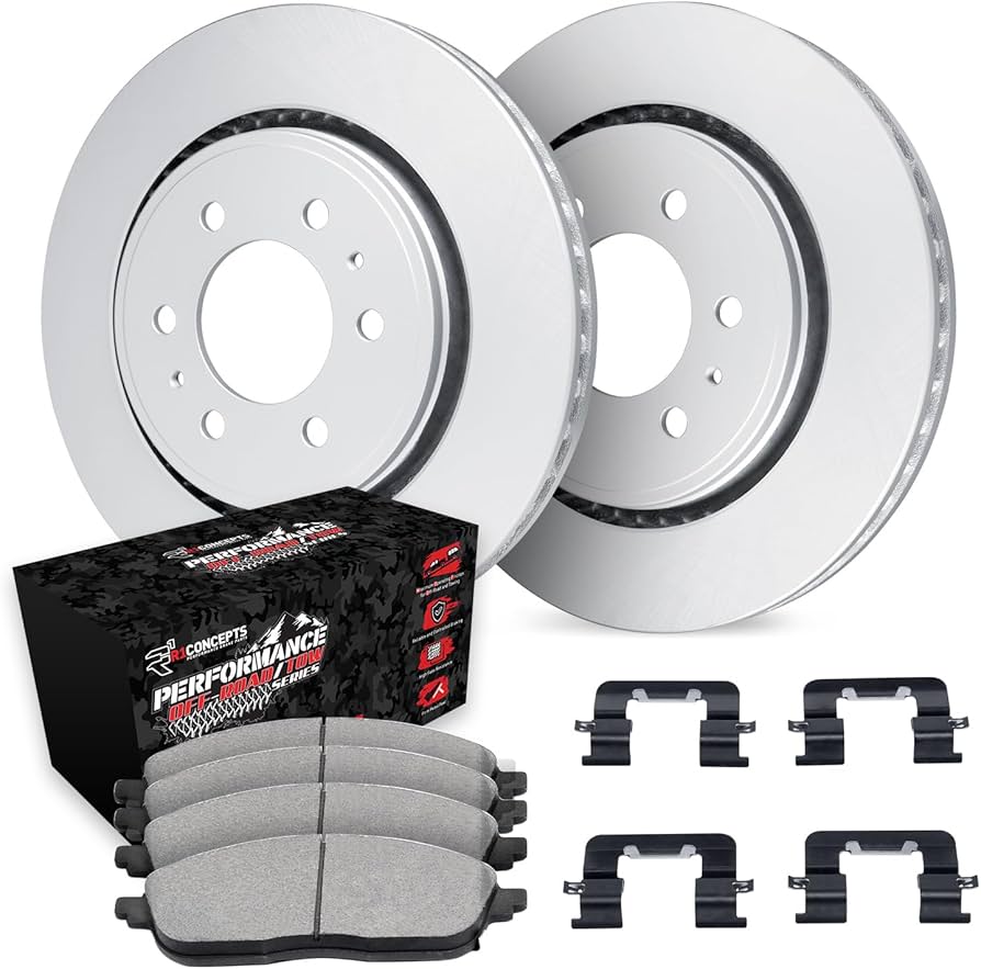 R1 10-24 Lexus GX460 Rear Carbon Coated Brake Rotor Set w/Off-Road/Tow Brake Pads and Hardware