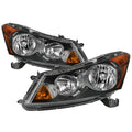 xTune 08-12 Honda Accord 4DR Amber Crystal Headlights - Black (HD-JH-HA08-4D-AM-BK)