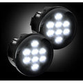 ~(1 lbs. 10X6X5)~ Jeep 07-18 JK Wrangler Round Front Turn Signal Lenses with White LEDs Located Under Front Headlights - Smoked Lens