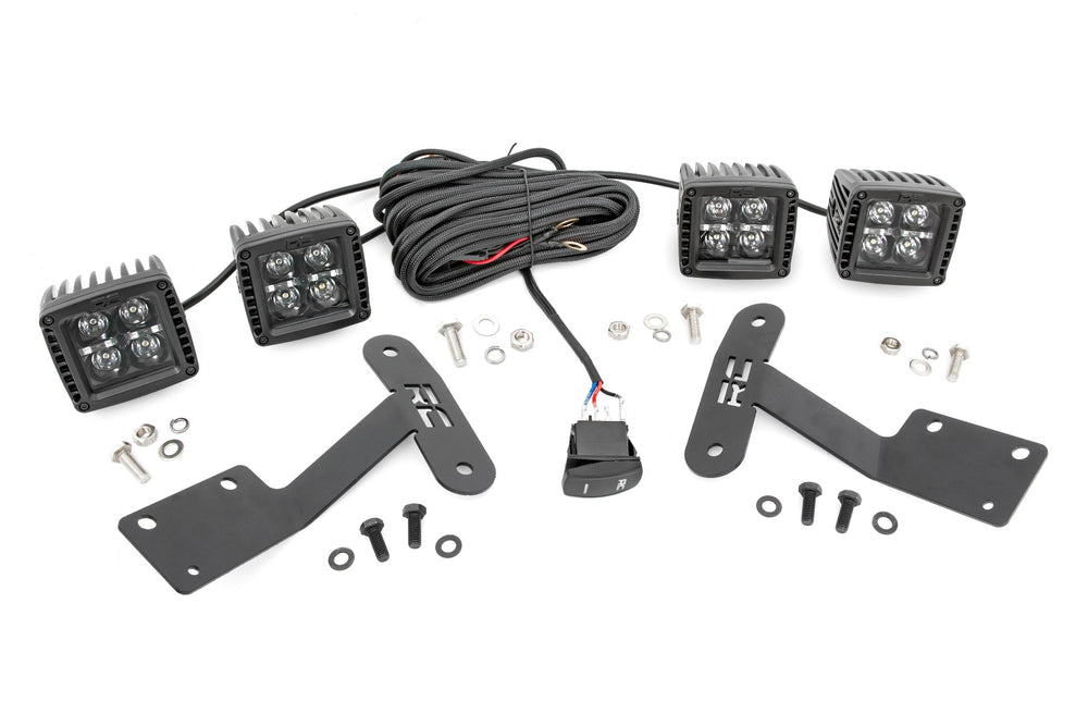 1x 70834 2x 70903BLKDRLA LED Light Ditch Mount Dual 2 Black Pairs Amber DRL Toyota Tundra (14-21)
