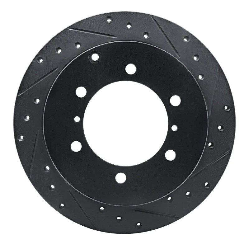 R1 90-04 Mitsubishi Montero Sport (USA/Canada) Rear Right Drilled & Slotted Black Brake Rotor
