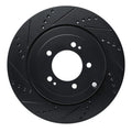 R1 08-15 Mitsubishi Lancer Rear Left Drilled & Slotted Black Brake Rotor