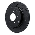 R1 08-15 Mitsubishi Lancer Rear Left Drilled & Slotted Black Brake Rotor