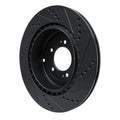 R1 08-15 Mitsubishi Lancer Rear Left Drilled & Slotted Black Brake Rotor