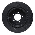R1 08-15 Mitsubishi Lancer Rear Left Drilled & Slotted Black Brake Rotor