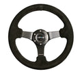 NRG Reinforced Steering Wheel (330mm/ 3in. Deep) Sport Leather Racing/ 4mm Matte Black Spoke