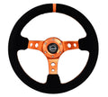 NRG Reinforced Steering Wheel (330mm/ 3in. Deep) Sport Leather Racing/ 4mm Matte Black Spoke