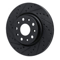 R1 18-25 Jeep Wrangler Front Left Drilled & Slotted Black Brake Rotor