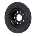 R1 18-25 Jeep Wrangler Front Left Drilled & Slotted Black Brake Rotor
