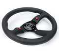 NRG Reinforced Steering Wheel (350mm/ 2.5in. Deep) Sport Leather Racing/ 4mm Matte Black Spoke