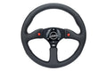 NRG Reinforced Steering Wheel (350mm/ 2.5in. Deep) Sport Leather Racing/ 4mm Matte Black Spoke