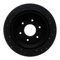 R1 17-24 Nissan Titan Rear Left Drilled & Slotted Black Brake Rotor