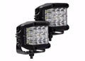 Go Rhino Xplor Bright Series Sideline Cube LED Spot Light Kit (Surface Mount) 4x3 - Blk (Pair)