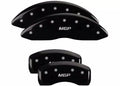 SET OF 4 CALIPER COVERS ENGRAVED FRONT/REAR MGP SILVER CHARACTERS BLACK POWDER
