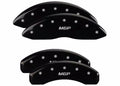SET OF 4 CALIPER COVERS ENGRAVED FRONT/REAR MGP SILVER CHARACTERS BLACK POWDER