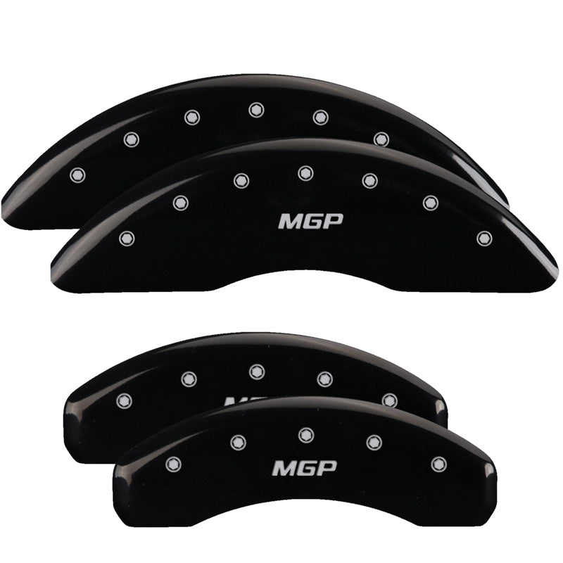 SET OF 4 CALIPER COVERS ENGRAVED FRONT/REAR MGP BLACK CHARACTERS YELLOW POWDER