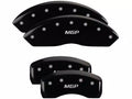 SET OF 4 CALIPER COVERS ENGRAVED FRONT/REAR MGP SILVER CHARACTERS BLACK POWDER