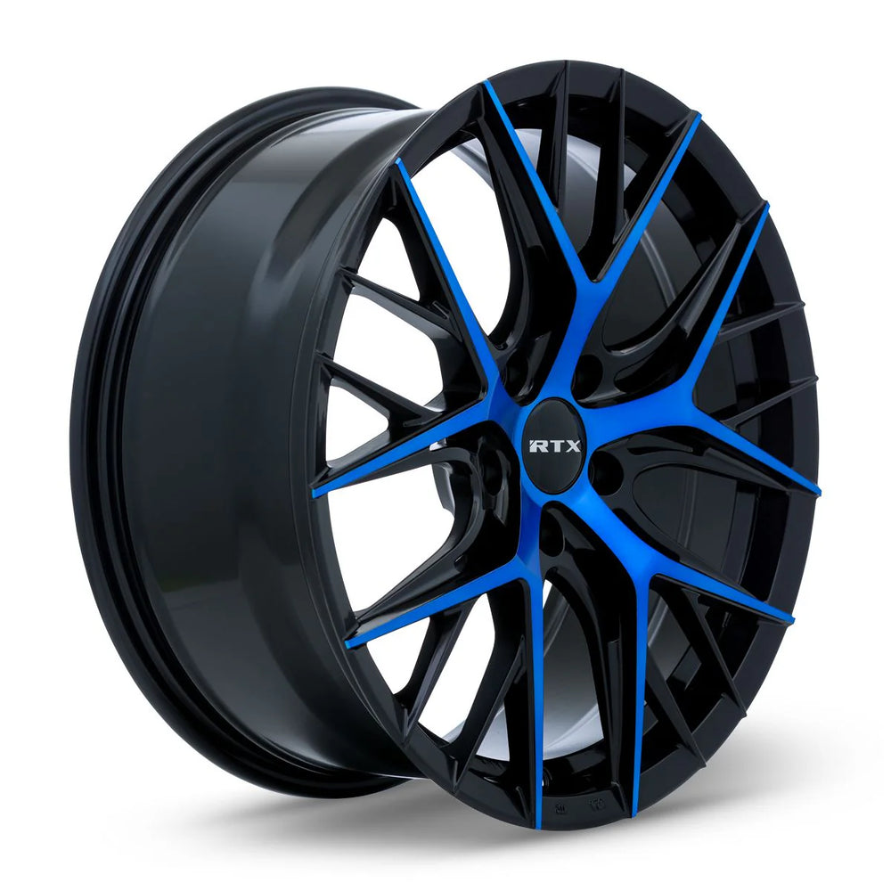 VALKYRIE 18X8 5X114.3 ET40 CB73.1 GLOSS BLACK MACHINED BLUE