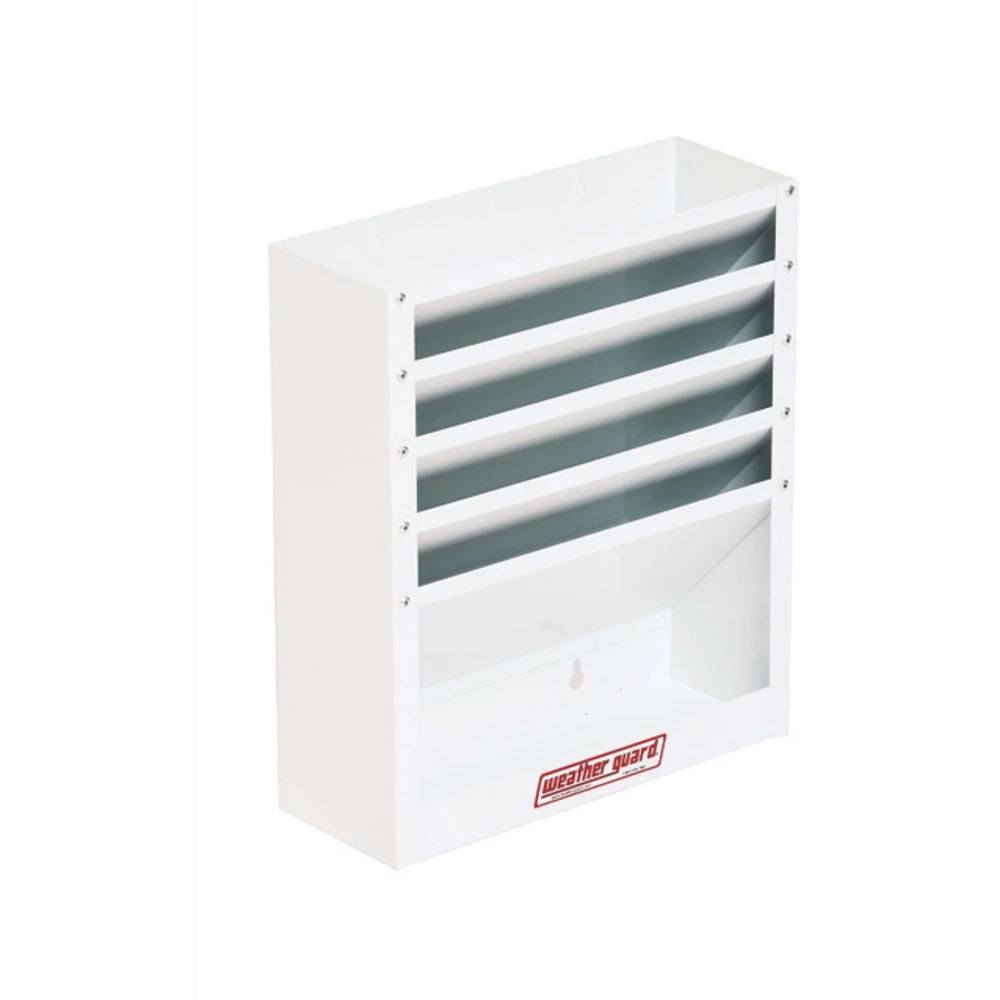 LITERATURE HOLDER WITH 6 COMPARTMENTS 13 X 16IN WHITE STEEL FINISH