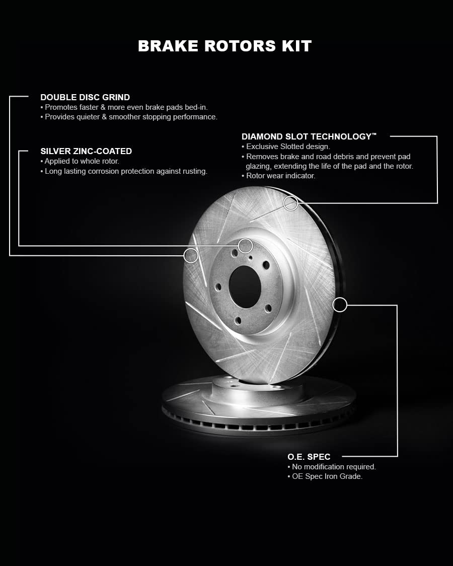 R1 Concepts Brake Rotor- Slotted - Silver Fits Hyundai Elantra