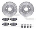R1 Concepts Silver Drilled Slotted Rotors with 5000 Oep Brake Pads Hdw Fits Dodge Journey