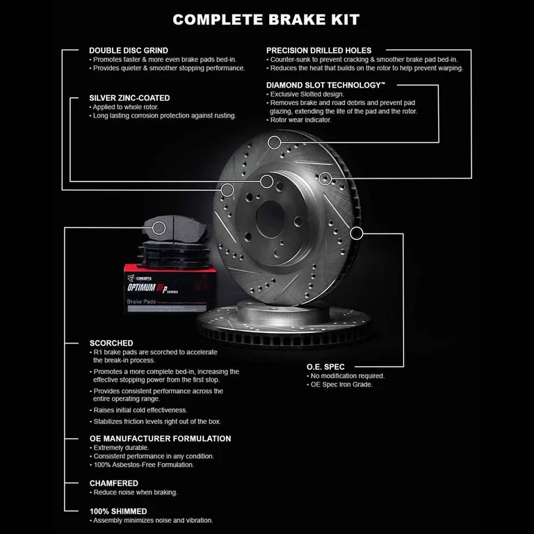 R1 Concepts Brake Rotor- Slotted - Silver Fits Mazda 323