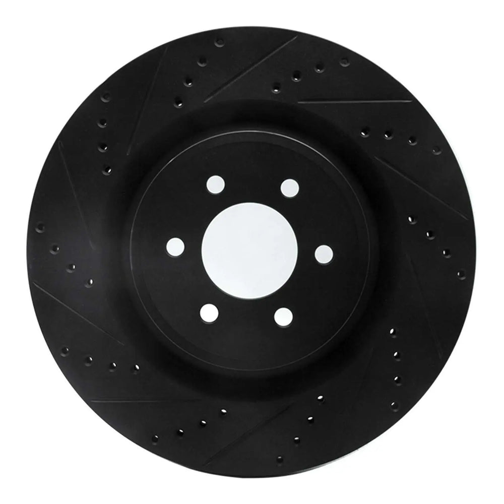 R1 2003-2017 Dodge Viper Front Left Drilled & Slotted Black Brake Rotor