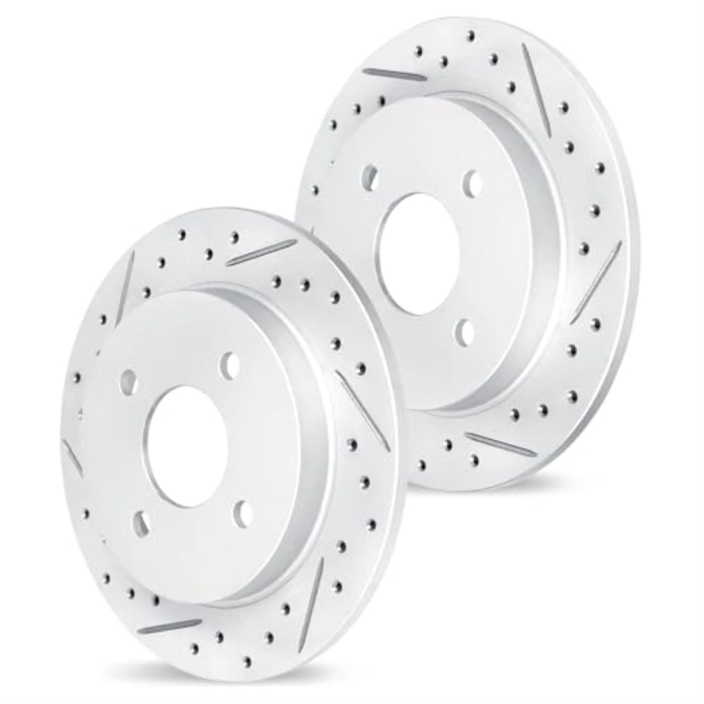 R1 10-24 Lexus GX460 Rear Drilled & Slotted Carbon Coated Brake Rotor Set