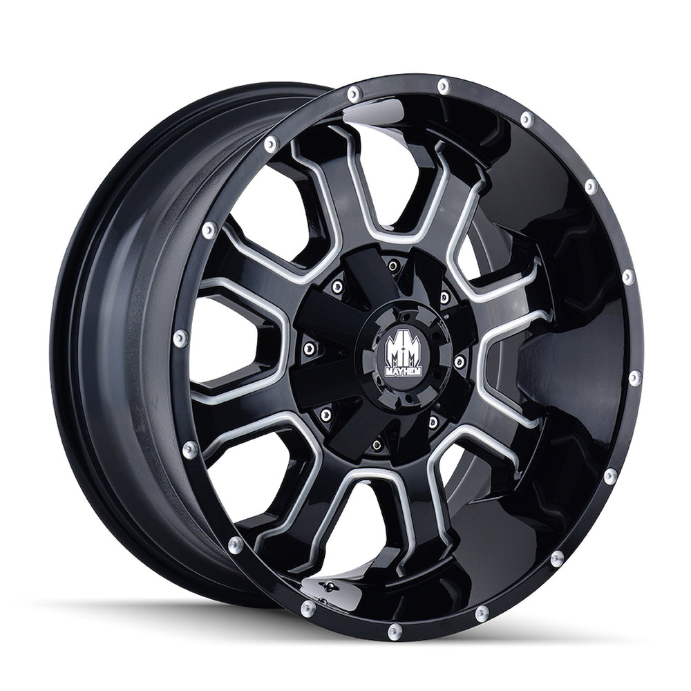 ~(32 lbs. 19X19X10)~ FIERCE (8103) GLOSS BLACK/MILLED SPOKES 17X9 5-114.3/5-127 18MM 87MM