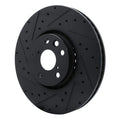 R1 06-20 Lexus GS350 Left Front Drilled & Slotted Black Brake Rotor