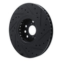 R1 06-20 Lexus GS350 Left Front Drilled & Slotted Black Brake Rotor