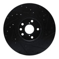 R1 06-20 Lexus GS350 Left Front Drilled & Slotted Black Brake Rotor