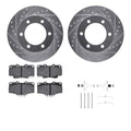 R1 Concepts Silver Drilled Slotted Rotors with 5000 Oep Brake Pads Hdw Fits Toyota 4Runner