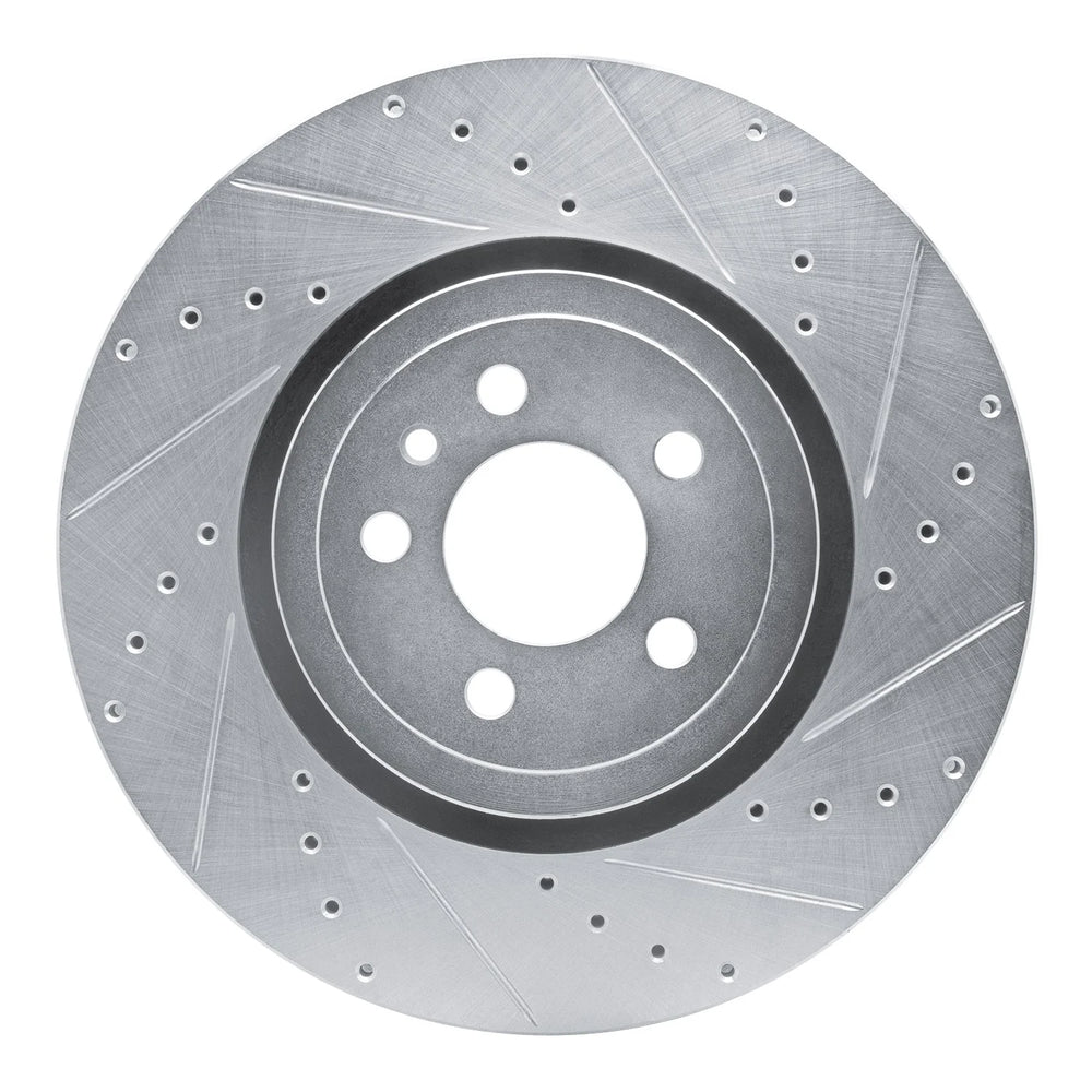 R1 14-23 Dodge Charger Front Right Drilled & Slotted Silver Brake Rotor