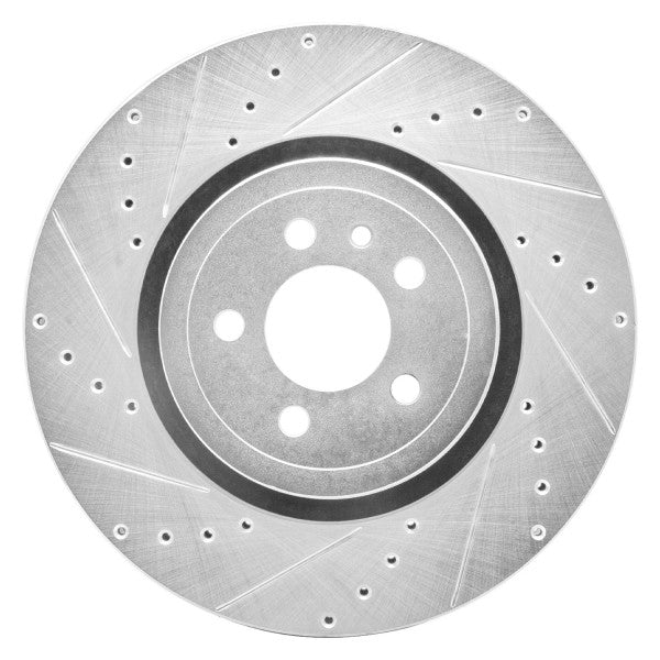 R1 14-23 Dodge Charger Front Left Drilled & Slotted Silver Brake Rotor