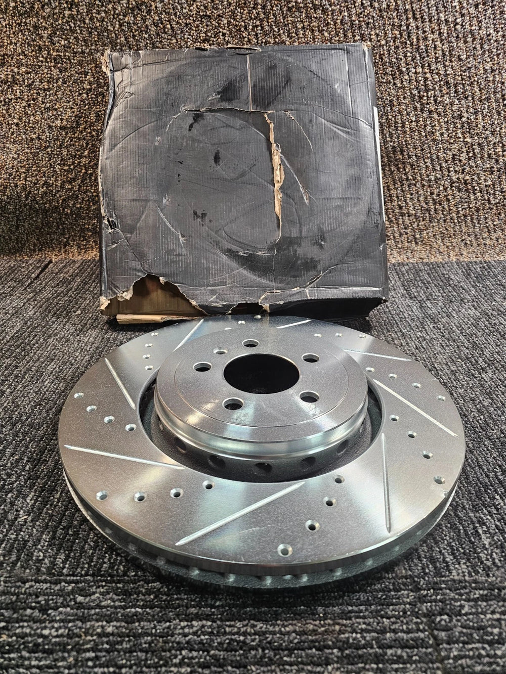 DFC 14-23 Dodge Charger Front Left Drilled & Slotted Silver Brake Rotor