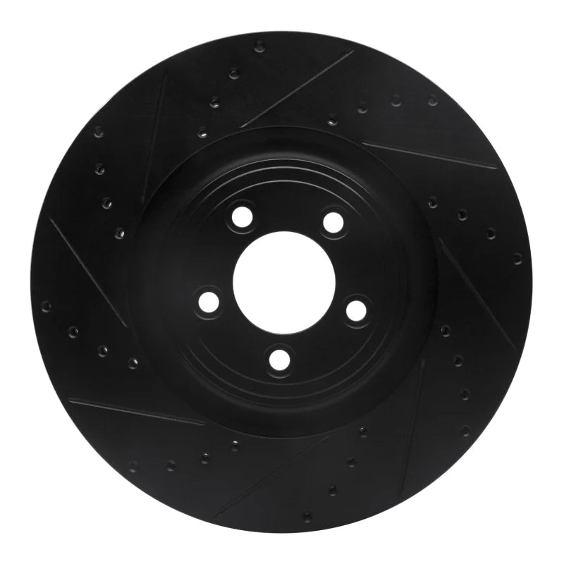 R1 06-21 Jaguar F-Type Front Left Drilled & Slotted Black Brake Rotor