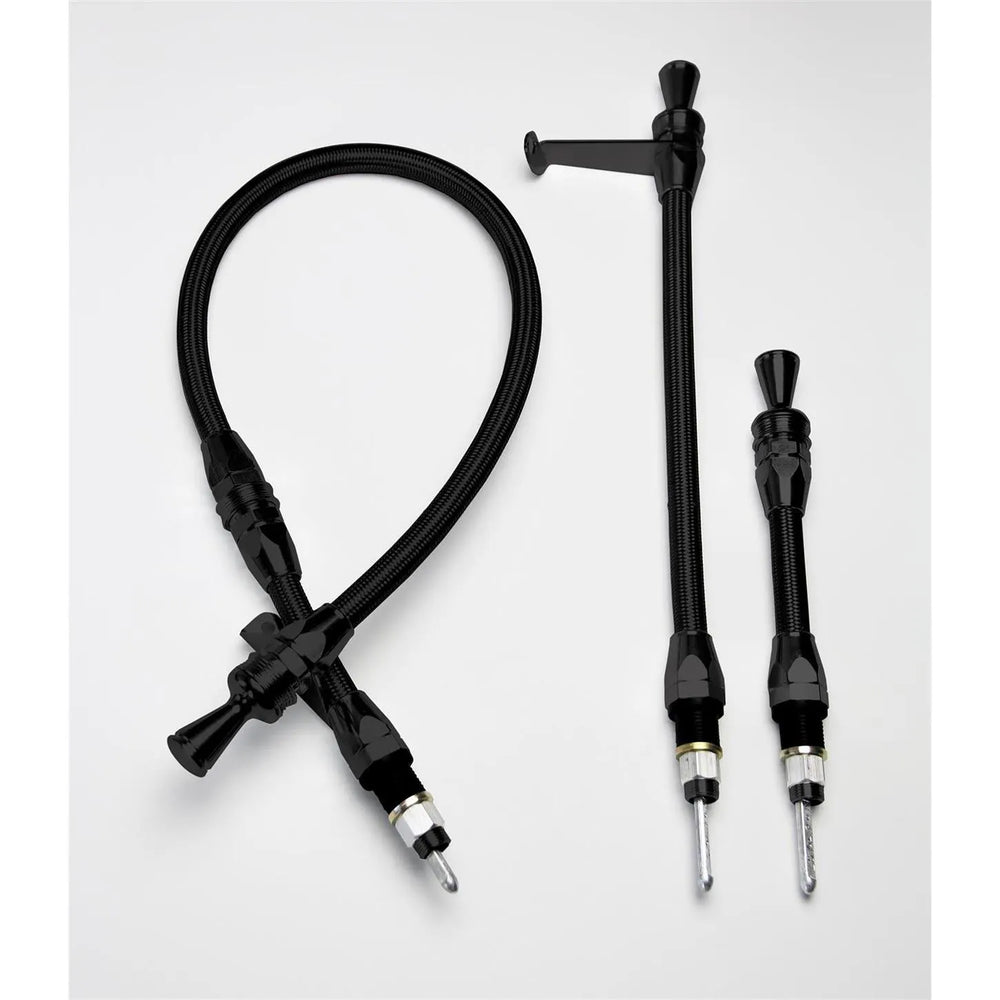 DIPSTICK TRANS 4L80E LOCKING FIREWALL MOUNT FLEXIBLE BLK SS HOUSING