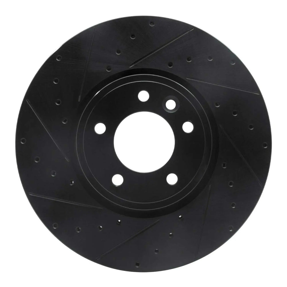 R1 18-20 Land Rover Range Rover Front Left Drilled & Slotted Black Brake Rotor