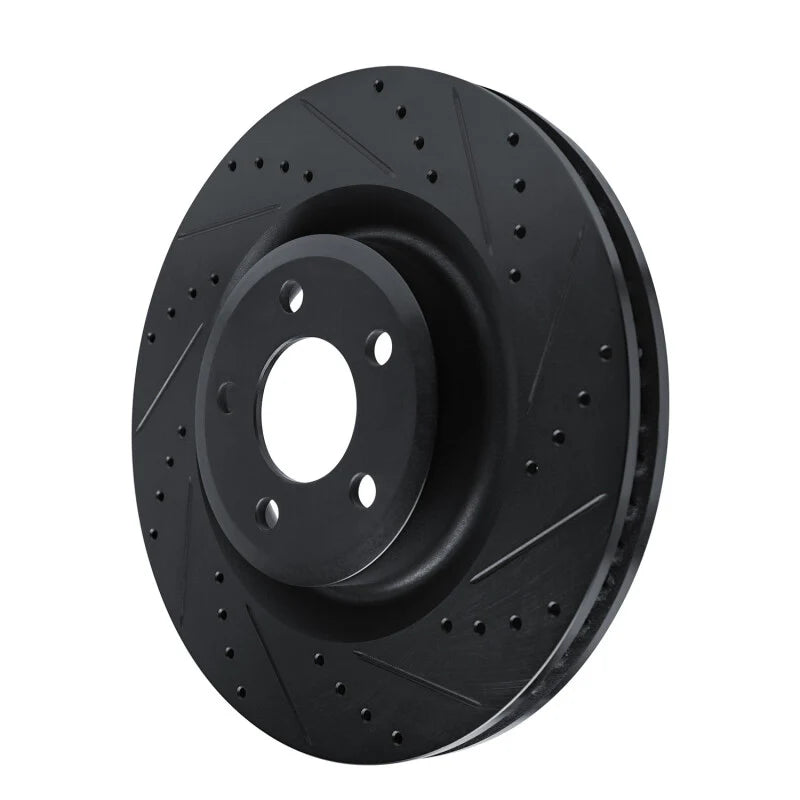 R1 20-25 Ford Explorer Front Right Drilled & Slotted Black Brake Rotor